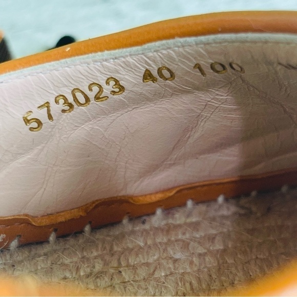 GUCCI SZ 40 Nappa Matelasse GG Marmont Ankle Wrap Espadrille Wedge Cognac - Picture 11 of 14